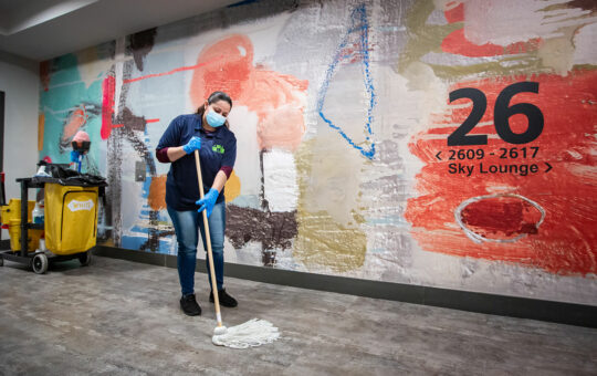 cleaner mopping floor
